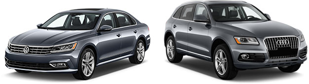 Photos of Audi and Volkswagen vehicles