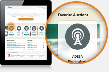 Image of the Favorite Auctions area on ADESA.com