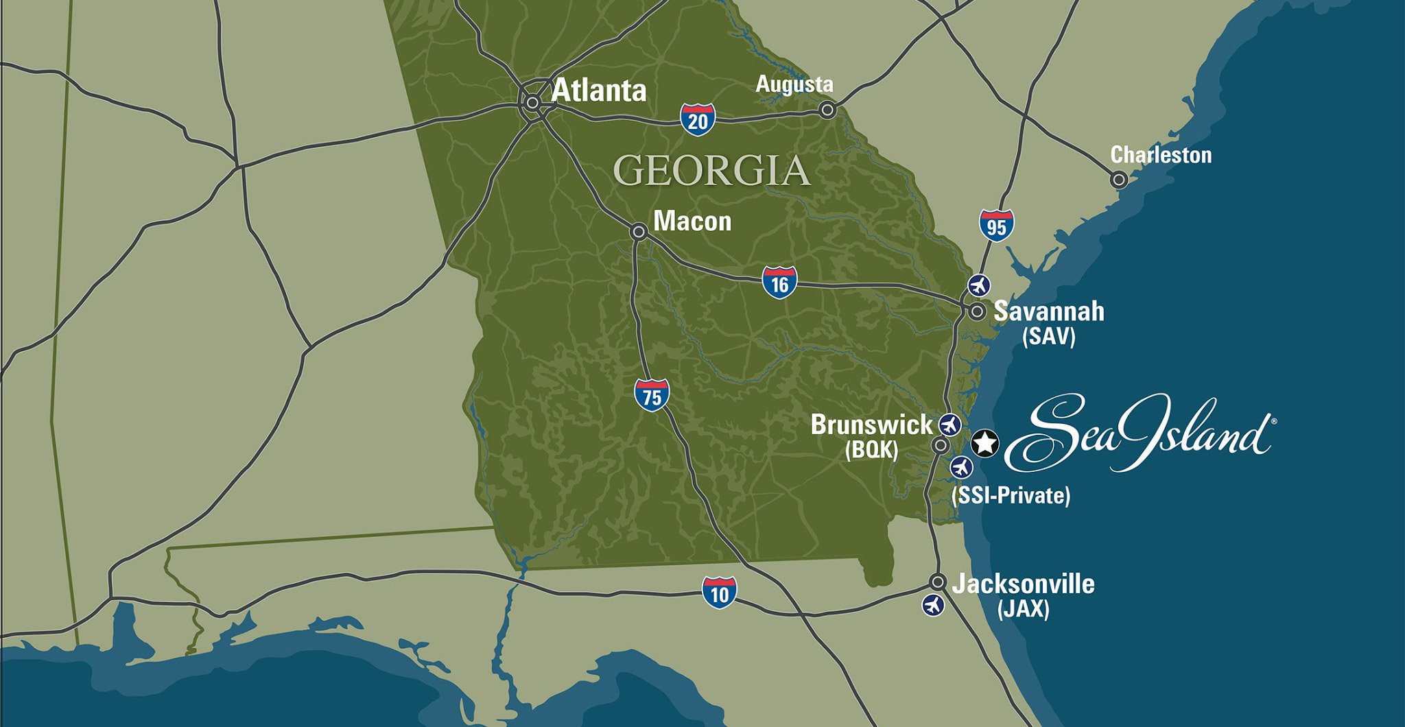 Map of Georgia and Sea Island